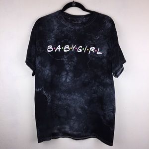 Friends Babygirl Black Gray Tie Dye Tee Shirt